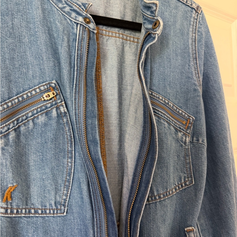 Madewell x DaniK Denim Zip Front Belted Dress size 10 - Picture 3 of 6